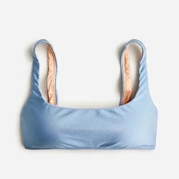 J. Crew | Plus Size Shiny Squareneck Bikini Top + Bikini Bottom Liquid Riva - Picture 3 of 6